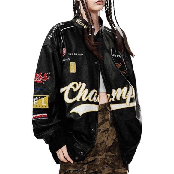 Men's Letter Foaming Love Print Varsity Jacket Vintage